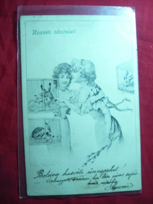 Ilustrata- Felicitare , circ. 1903 de la Deva la Arad - Femei si iepuri