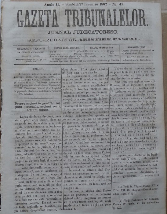 Gazeta tribunalelor , nr. 47 , an 1 , 1861