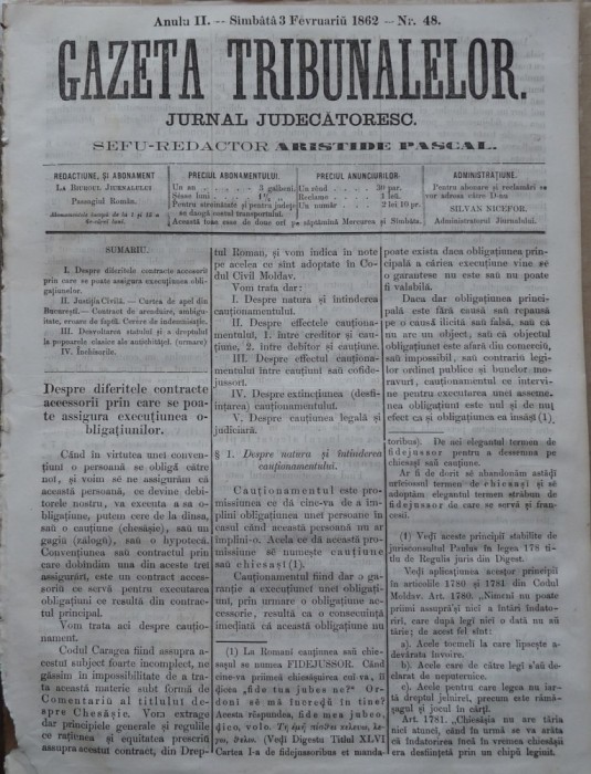 Gazeta tribunalelor , nr. 48 , an 1 , 1861