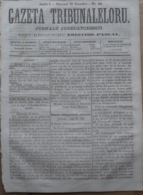 Gazeta tribunalelor , nr. 40 , an 1 , 1861 foto