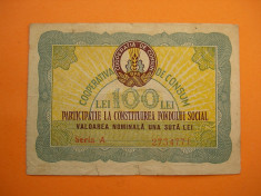 100 LEI FOND SOCIAL COPERATIVA DE CONSUM 1960 foto