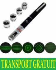 Laser Pointer 5 CAPETE (TRANSPORT GRATUIT) lASER TIP STILOU / Laser Pointer Raza verde + 5 Capete foto