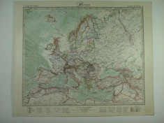 HARTA VECHE - EUROPA - DIN STIELERS HAND ATLAS - 1928/29 foto