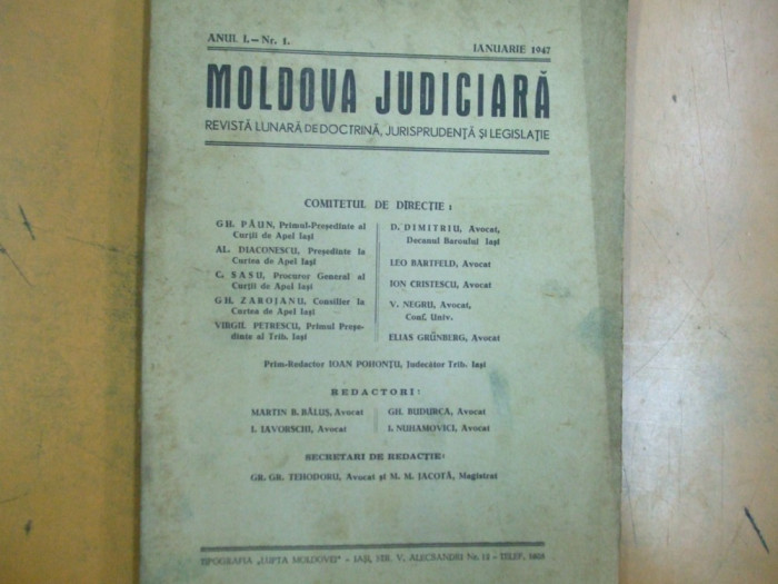 Moldova judiciara, Anul I, nr. 1, Iasi 1947, 017