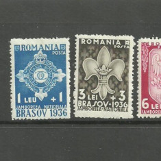 ROMANIA 1936 - JAMBOREEA NATIONALA BRASOV, CU USOARE URME DE SARNIERA, F100