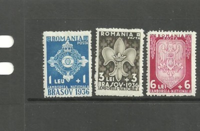 ROMANIA 1936 - JAMBOREEA NATIONALA BRASOV, CU USOARE URME DE SARNIERA, F100 foto