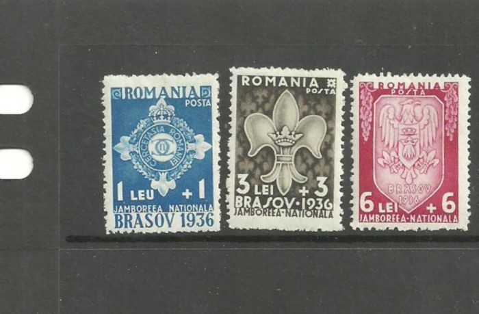 ROMANIA 1936 - JAMBOREEA NATIONALA BRASOV, CU USOARE URME DE SARNIERA, F100