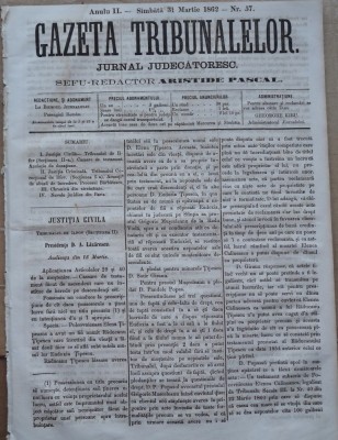 Gazeta tribunalelor , nr. 57 , an 1 , 1861 foto
