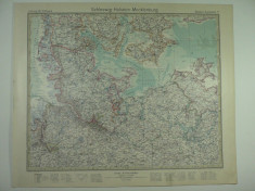 HARTA VECHE - SCHLESWIG -HOLSTEIN -MECKLENBURG - STIELERS HAND ATLAS - 1928/29 foto