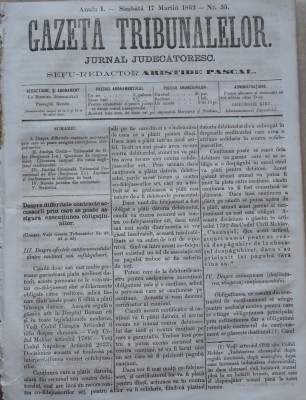 Gazeta tribunalelor , nr. 55 , an 1 , 1861 foto