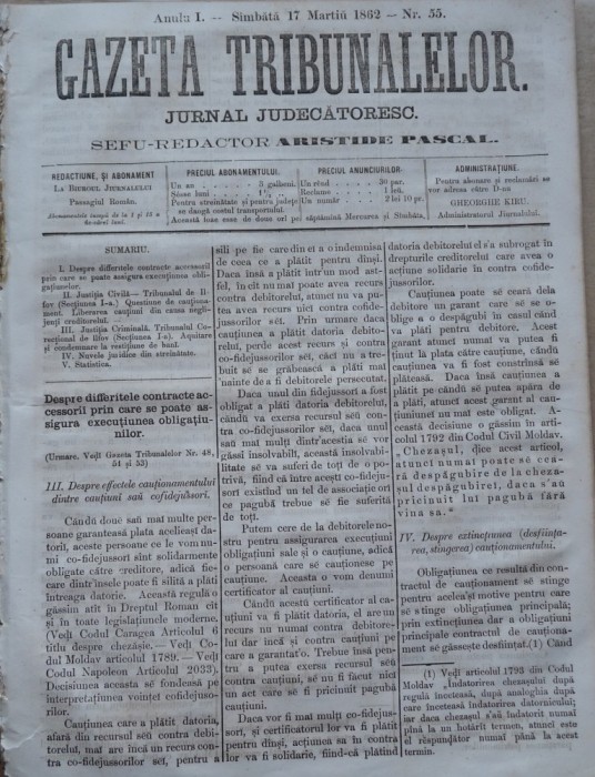 Gazeta tribunalelor , nr. 55 , an 1 , 1861