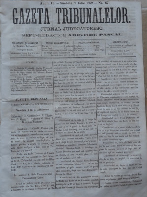 Gazeta tribunalelor , nr. 67 , an 2 , 1861 foto
