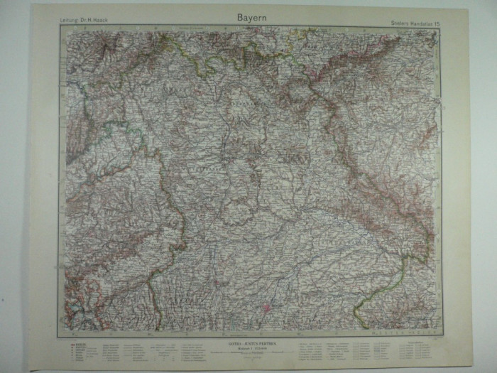 HARTA VECHE - BAYERN - DIN STIELERS HAND ATLAS - 1928/29