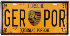 Placuta (placa) de inmatriculare decorativa - numar de inmatriculare - Porsche - foto