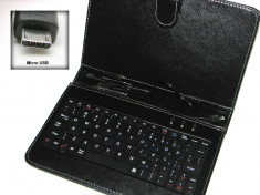 Husa tableta 8 inch, cu tastatura, mufa micro usb, tip stand, inchiderre magnetica, Piele ecologica, Tip mapa, foto