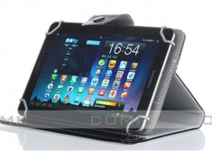 Husa tableta 8 inch, eleganta, neagra, tip mapa, pozitie stand, Inchidere cu magnet Cleme de prindere foto