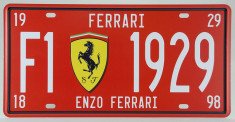 Placuta (placa) de inmatriculare decorativa - numar de inmatriculare - Ferrari - foto