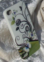Husa silicon motiv floral iPhone 4 + folie protectie cadou foto