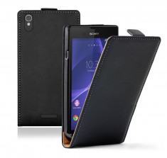 Husa Sony Xperia T3 Flip Case Inchidere Magnetica Slim Black foto