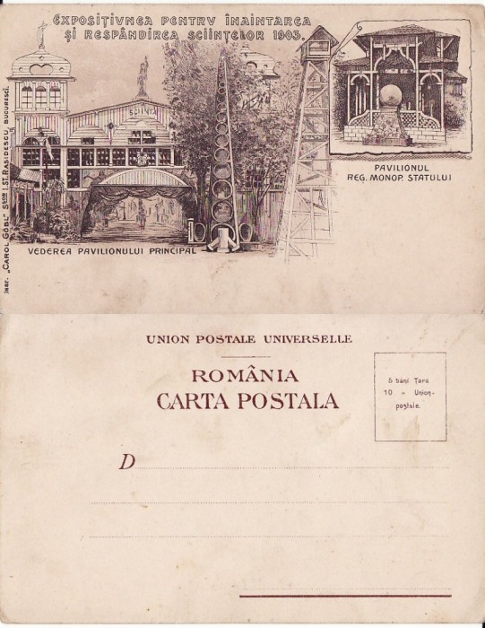Bucuresti-Expozitiunea pentru inaintarea si raspandirea stiintelor- litografie 1903