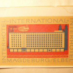 Eticheta Reclama -Hotel International Magdeburg Elba ,11x7,8 cm