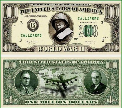 USA 1 Million Dollars II Razboi Mondial UNC foto