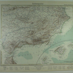 HARTA VECHE - SUDUL SPANIEI - DIN STIELERS HAND ATLAS - 1928/9