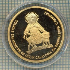 ATAM2001 MEDALIE 369 - ECLIPSA TOTALA DE SOARE -ROMANIA -SOARELE CALARIND PE UN LEU, IN CALATORIA SA DIURNA- IN CASETA PLASTIC-starea care se vede