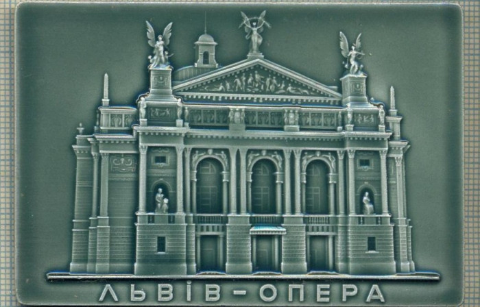 ATAM2001 MEDALIE 377 - LVIV OPERA - LIOV -TEATRUL DE OPERA SI BALET - UCRAINA -CUTIE ORIGINALA, FOLOSITA SI CA SUPORT - starea care se vede