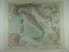 HARTA VECHE - ITALIA - DIN STIELERS HAND ATLAS - 1928/9 foto