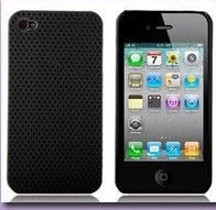 Husa plastic neagra cu perforatii iPhone 4 + folie protectie si cablu date cadou foto