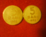 Lot 2 monede de 5 bani, din anul 1952, stare buna