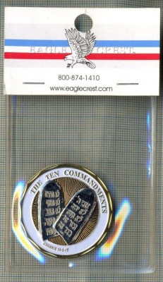 ATAM2001 MEDALIE 418 - RELIGIOASA - THE TEN COMMANDMENTS -CELE ZECE PORUNCI -I AM THE LORD THY GOD- starea care se vede foto