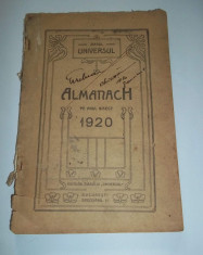 Almanach pe anul bisect 1920 ziarul Universul (almanah, nu are prima coperta, reclame de epoca) foto