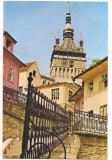 #carte postala(ilustrata)-SIGHISOARA -Turnul cu ceas, Circulata, Printata