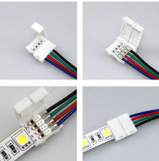 CONECTOR BANDA LED CU FIR RGB 4 PINI 10MM 5050 PCB FPC foto
