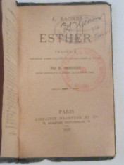 J.RACINE - ESTHER ~ Tragedie ~ LIBRAIRIE HACHETTE, 1898 foto