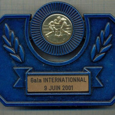 ATAM2001 MEDALIE 470 - PLACHETA -SPORTIVA - BOX - GALA INTERNATIONNAL - 9 JUIN 2001 -INTERESANTA DE EXPUS PE BIROU-starea care se vede