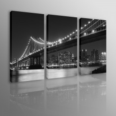 S14 TABLOU DESIGN MODERN DIGITAL PRINT 3 PIESE PE RAMA DE LEMN 120X80 CM CANVAS NEW YORK foto