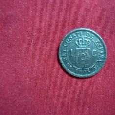 Moneda -Replica - 1 Cent 1906 , bronz , d= 1,5 , R in cerc - F.Rar !