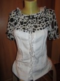 Bluza alba cu buline noua, S, Maneca 3/4, Alb