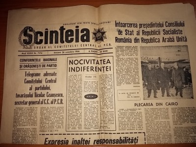 ziarul scanteia 26 noiembrie 1966 -intoarcerea presedintelui consiliului de stat foto