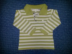 Bluza guler polo dungata verde, marca BURBERRY original, baieti 2 ani/ 92 cm foto