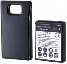 Acumulator extins 3500 mAh Samsung Galaxy S2 i9100 baterie extinsa + capac negru + folie protectie ecran + expediere gratuita foto