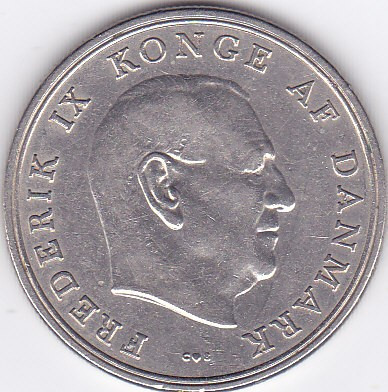 Moneda Danemarca 5 Kroner 1960 - KM#853.1 XF foto