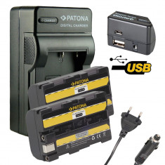 Incarcator 4in1 USB + 2 Acumulatori NP-F10 NP-F11 NP-F20 Sony Cybershot DSC-F505V DSC-P1 DSC-P20 foto