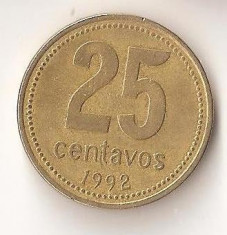 Moneda 25 centavos 1992 - Argentina foto