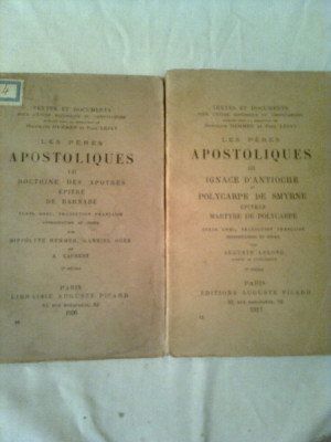 LES PERES APOSTOLIQUES ( PARINTII APOSTOLICI ) ~ HIPPOLYTE HEMMER / GABRIEL OGER / A.LAURENT ( 3 volume in 2 carti - complet ) - EXTREM DE RARE foto