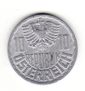 Austria 10 groschen 1969 foto