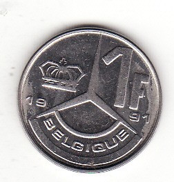 Belgia 1 franc 1991 ( text francez) - Baudouin I foto